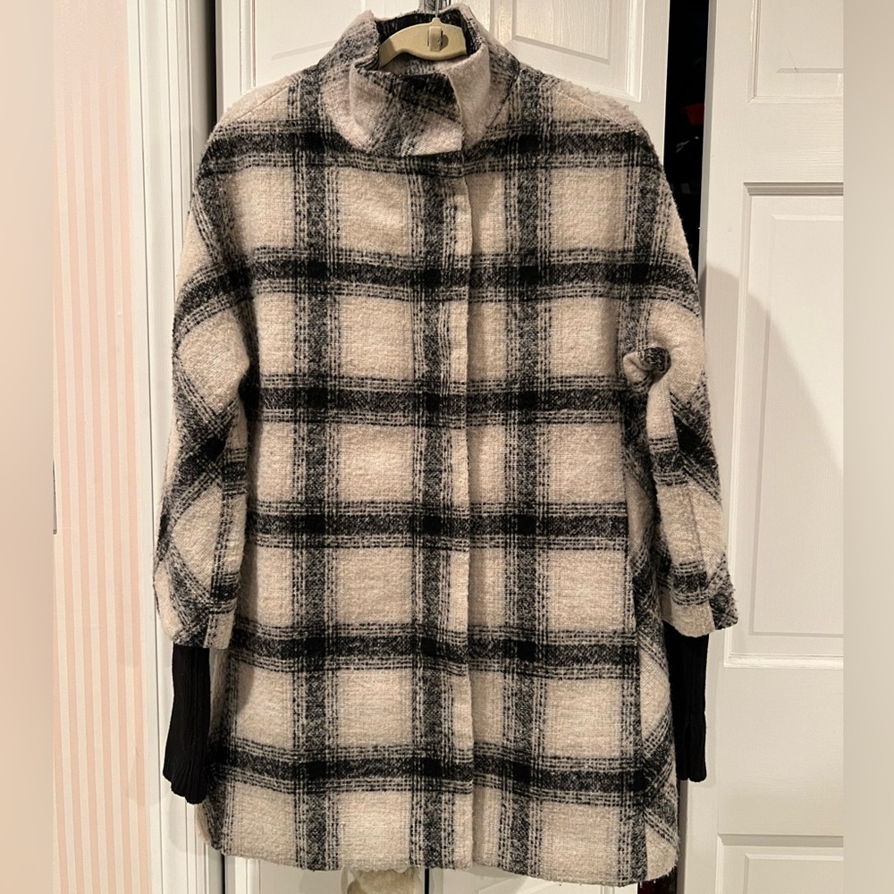 White + Black Plaid Express Coat